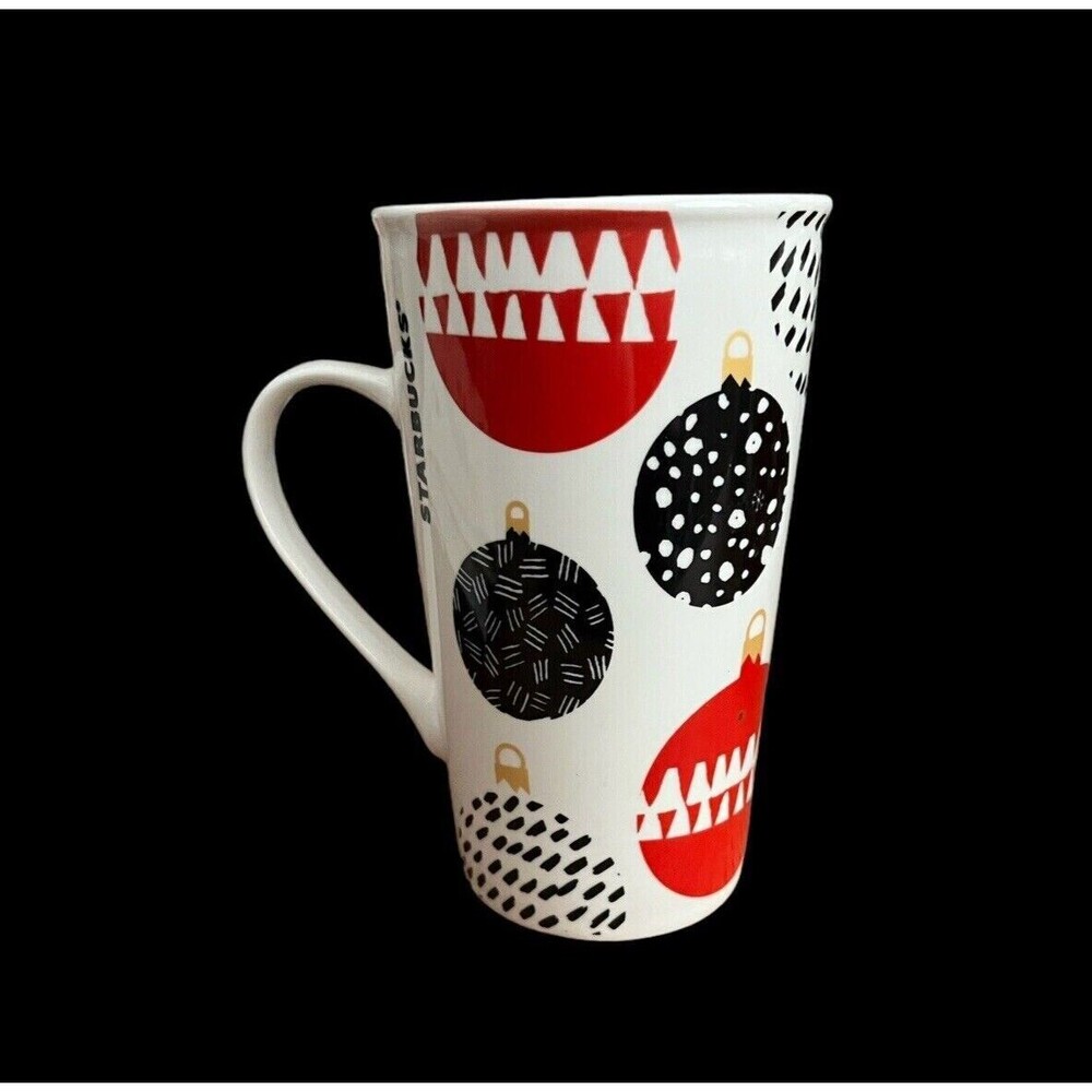 Starbucks Tall Coffee Tea Mug Cup Christmas Ornaments Red Black16 oz 2016